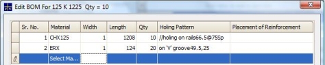 Form Work Estimation Software - PLUS FormWork : Edit BOM for a component