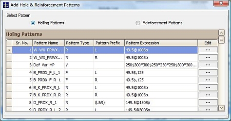 Form Work Estimation Software - PLUS FormWork : Holing Pattern