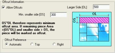 Nesting and Optimization Software - PLUS 2D : Define Offcut Size