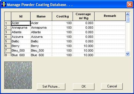 Bar Nesting Software - PLUS 1D : Define Powder Coating